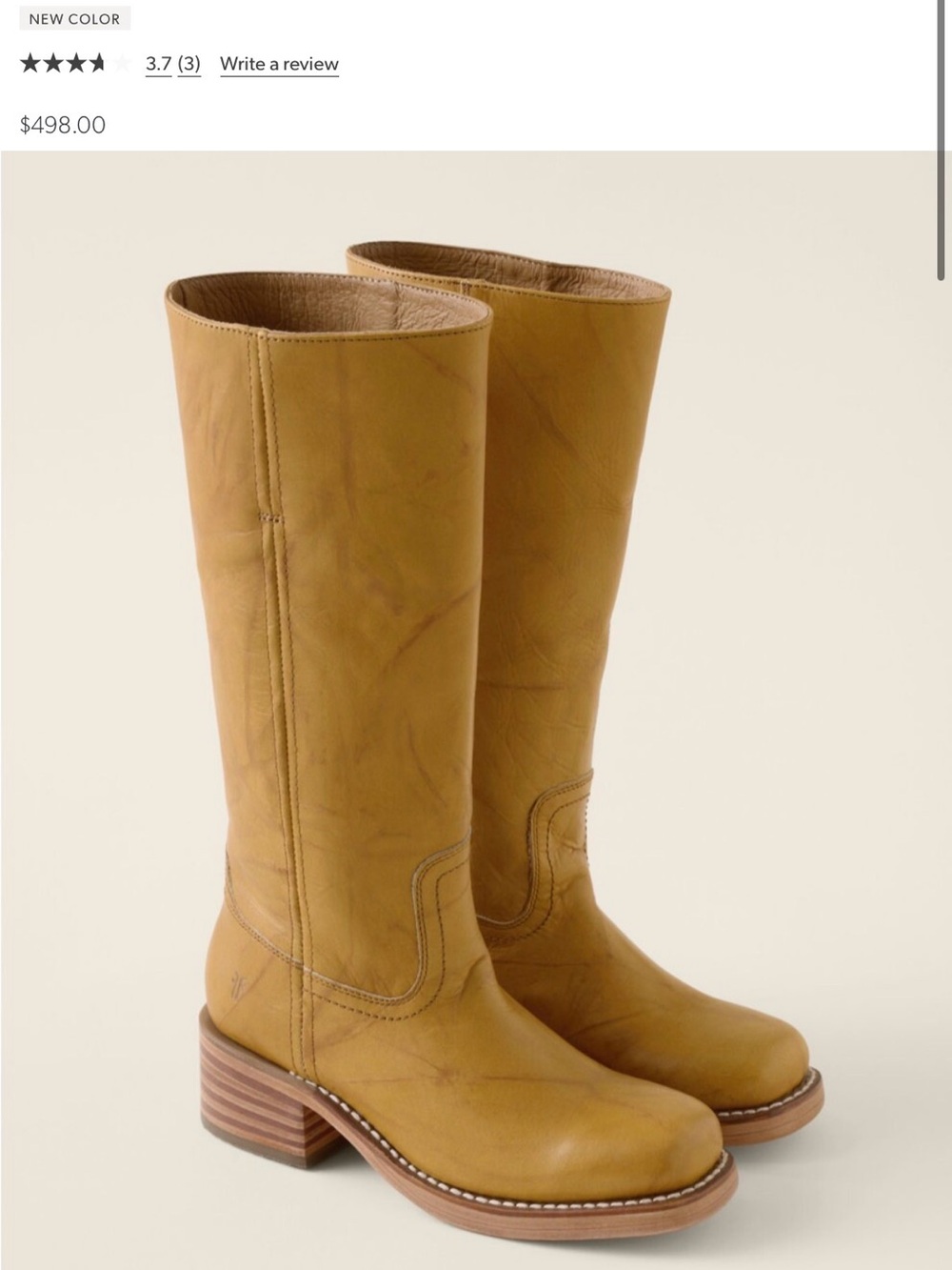 Frye Campus 14L Tall Leather Boots Banana Size 8.5B